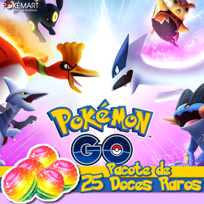 Pacote c/ 25 Doces Raros - Pokémon GO - PokéMart