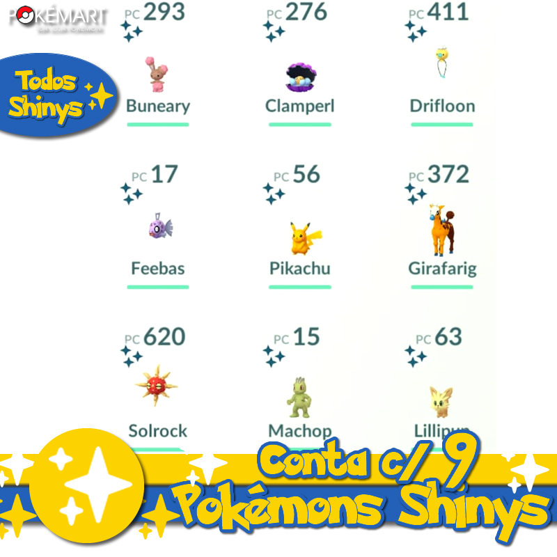 Conta c/ 32 Pokémons Shinys - Pokémon GO