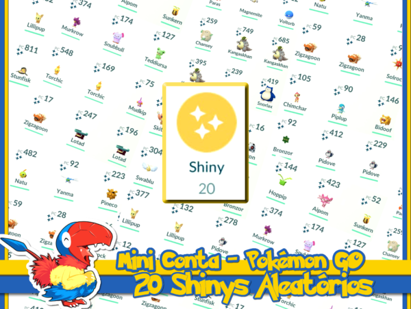 Conta PTC c/ 20 Pokémons Shinys Aleatórios - Pokémon GO - PokéMart